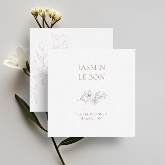 Carte de visite Carré floral minimal chic