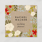 Carte de visite carré floral moderne de (Devant)