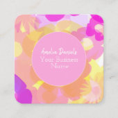 Carte De Visite Carré Floral rose jaune orange (Devant)