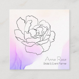 Carte De Visite Carré *~* Floral Rose Pastel Rose & Lavande Aquarelle