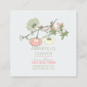 Carte De Visite Carré Floral rose vert gris Motif (Dos)