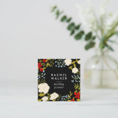 Carte de visite carré floral rouge moderne de (Debout devant)