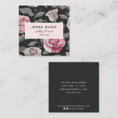 Carte De Visite Carré Floral Vintage foncé (Devant / Derrière)