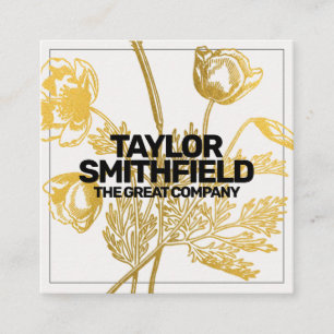 Carte De Visite Carré Floral vintage Gold Foil
