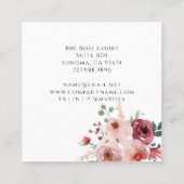 Carte De Visite Carré Flore rose rousse bordeaux (Dos)