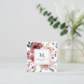 Carte De Visite Carré Flore rose rousse bordeaux (Debout devant)