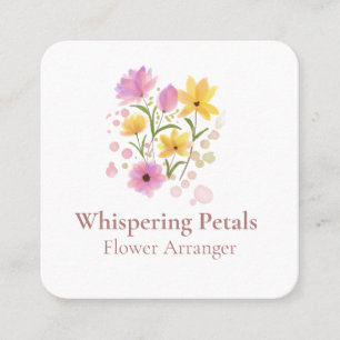 Carte De Visite Carré Florisateur blanc rose féministe minimaliste