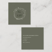 Carte De Visite Carré Floriste de la couronne verte (Devant / Derrière)
