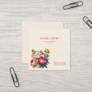 Carte De Visite Carré Floriste Shop Peonies