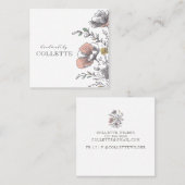 Carte De Visite Carré Flower Logo Handmade By (Devant / Derrière)