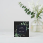 Carte De Visite Carré Foliage Tropical Foliage Vert Noir Moderne (Debout devant)