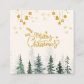 Carte De Visite Carré Forêt d'aquarelle Joyeux Noël (Devant)