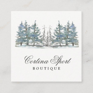 Carte De Visite Carré Forêt de magasin de boutique de montagne élégante