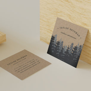 Carte De Visite Carré Forêt d'hiver Kraft