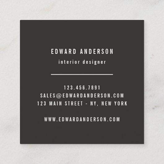 Carte De Visite Carré Forme moderne graphique de maison de design (Dos)