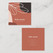 Carte De Visite Carré Formes biologiques blanches en terracota Abstrait  (Devant / Derrière)