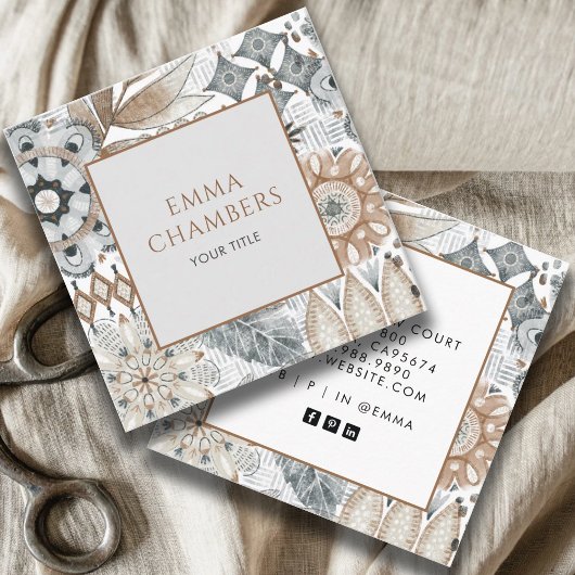 Carte De Visite Carré Formes de Boho Terme