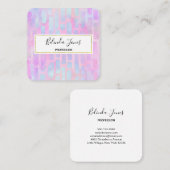 Carte De Visite Carré Formes rectangulaires bleues sur Arrière - plan ro (Devant / Derrière)