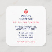 Carte De Visite Carré Fournitures scolaires de l'enseignant et du tuteur (Dos)