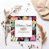 Carte De Visite Carré Fournitures scolaires modernes Enseignant Enseigna