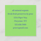 Carte De Visite Carré Framboises Fruits frais Aquarelle Rouge Vert (Dos)