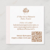 Carte De Visite Carré French Hand Drawn Floral Cupcake Bakery Photo (Dos)