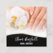 Carte De Visite Carré French Nails & Orchidées Manucure Pedicure Salon (Devant)
