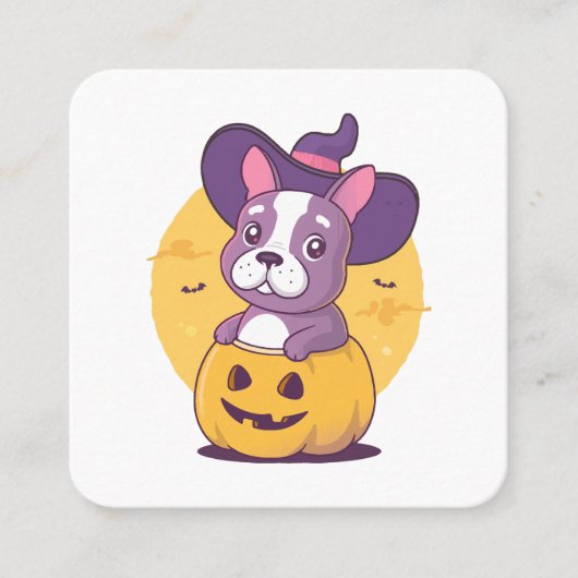 Carte De Visite Carré Frenchie Halloween (Devant)