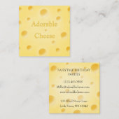 Carte De Visite Carré Fromage adorable Fromage de charme (Devant / Derrière)