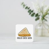 Carte De Visite Carré Fromage Grillé Queen Funny Fromage Grillé (Debout devant)