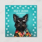 Carte De Visite Carré Frontière Empreinte de patte de l'éleveur de chien (Devant)