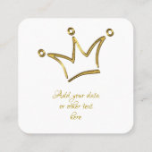 Carte De Visite Carré Funny Couronne d'or - luxe royal 1 (Dos)