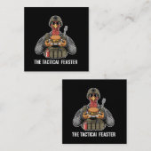 Carte De Visite Carré Funny Tactical Feaster Turkey Soldier Thanksgivin (Devant / Derrière)