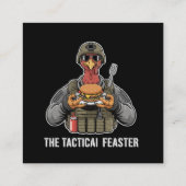 Carte De Visite Carré Funny Tactical Feaster Turkey Soldier Thanksgivin (Dos)