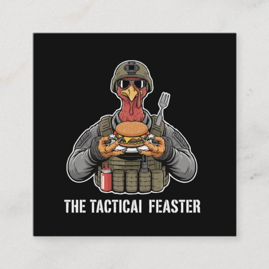 Carte De Visite Carré Funny Tactical Feaster Turkey Soldier Thanksgivin (Devant)
