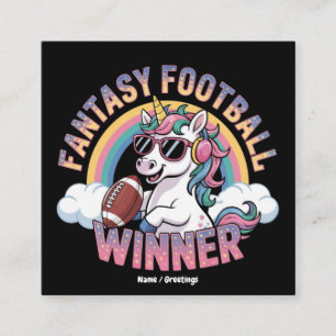 Carte De Visite Carré Gagnant de Football Fantastique Licorne Drôle Styl