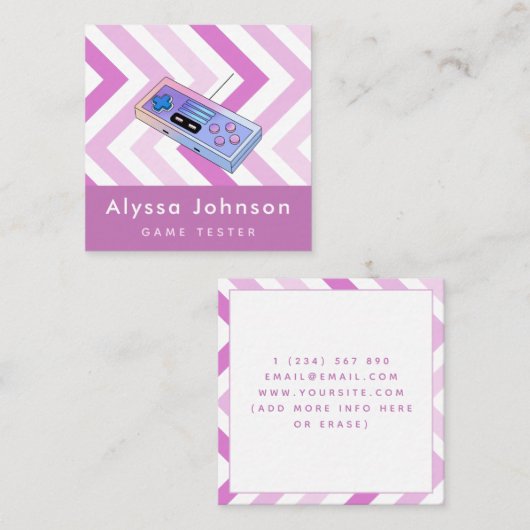Carte De Visite Carré Game Tester Développeur contrôleur rétrocontrôleur (Devant / Derrière)