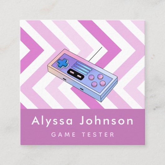 Carte De Visite Carré Game Tester Développeur contrôleur rétrocontrôleur (Devant)