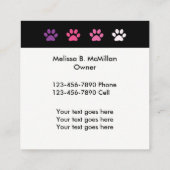 Carte De Visite Carré Garde d'enfants élégante d'animal familier de (Dos)