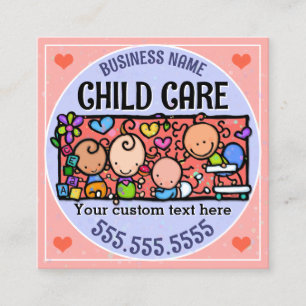 Carte De Visite Carré Garde d'enfants unique Pédiatre Carré