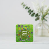Carte De Visite Carré Gardening Tools Variety | Green Grass (Debout devant)