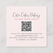Carte De Visite Carré Gâteau QR Code Blush rose arrosé Pâtisserie Chef C (Dos)