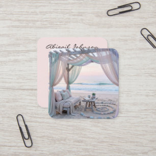 Carte De Visite Carré Gazebo de bord de mer avec canapé