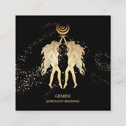 Carte De Visite Carré *~* GEMINI| Lectures d'astrologie zodiaque Lune Tw (Devant)