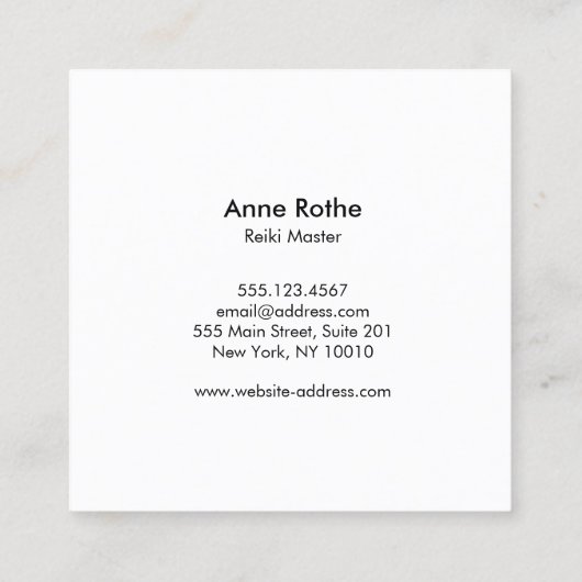 Carte De Visite Carré Gemstone Crystal Chakra Healer (Dos)