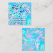 Carte De Visite Carré gemstone pastel blue opal merci (Devant / Derrière)