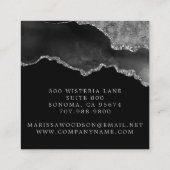 Carte De Visite Carré Géode Agate Noir Argent Monogramme Design de bijou (Dos)