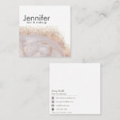 Carte De Visite Carré Géode Agate rose or moderne élégant (Devant / Derrière)