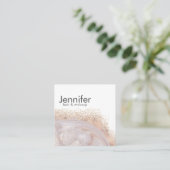 Carte De Visite Carré Géode Agate rose or moderne élégant (Debout devant)