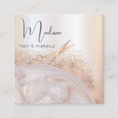 Carte De Visite Carré Géode Agate rose or moderne qr code (Devant)